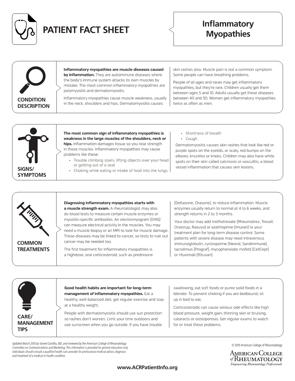 PATIENT FACT SHEET Myopathies