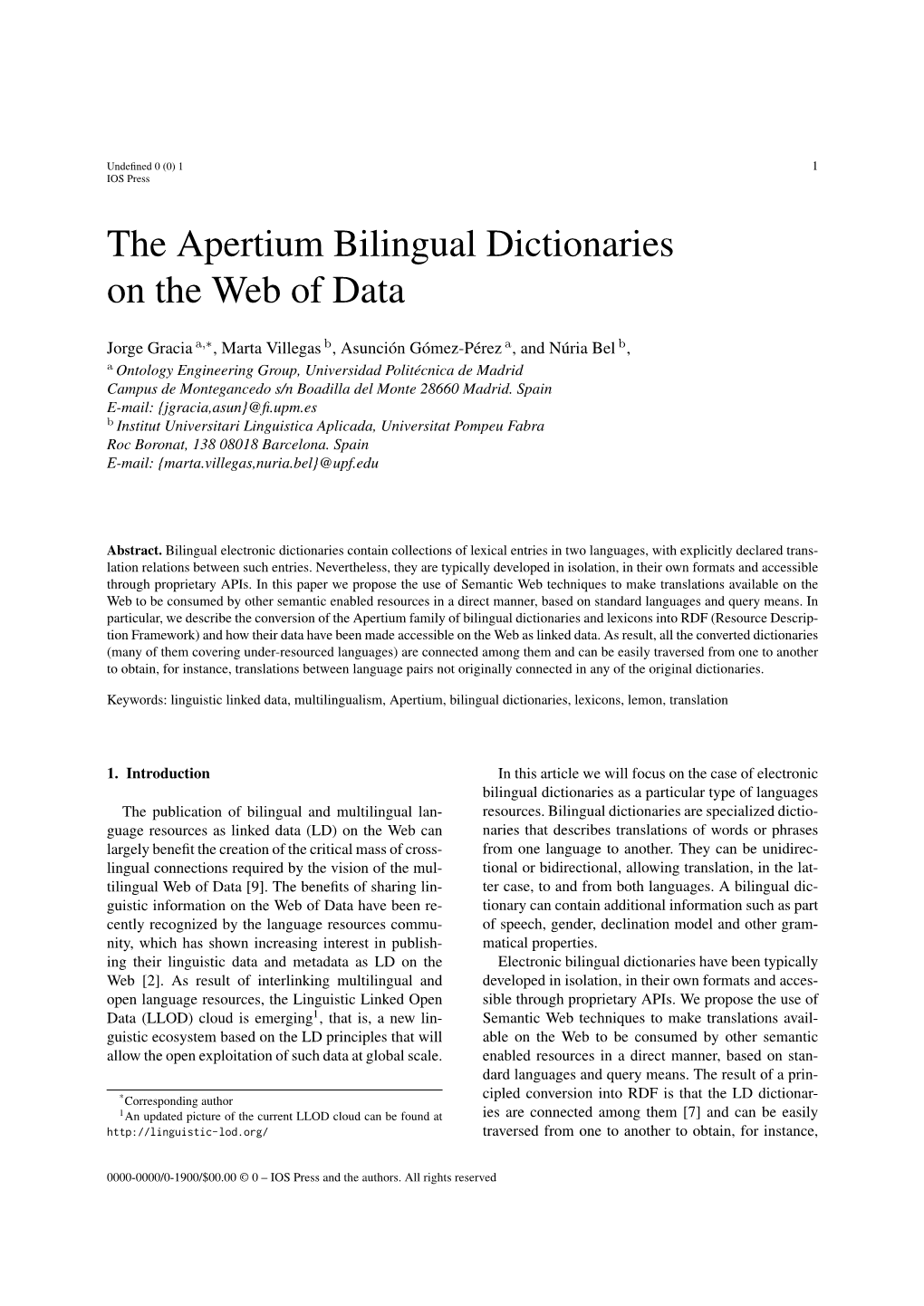 The Apertium Bilingual Dictionaries on the Web of Data