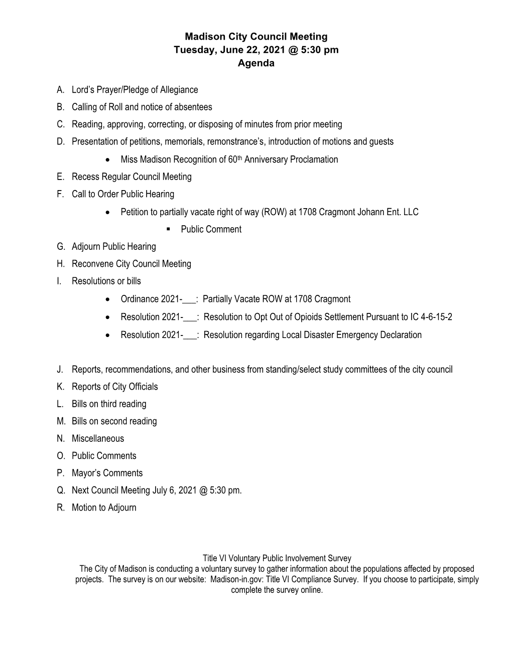 City Council Agenda and Materials