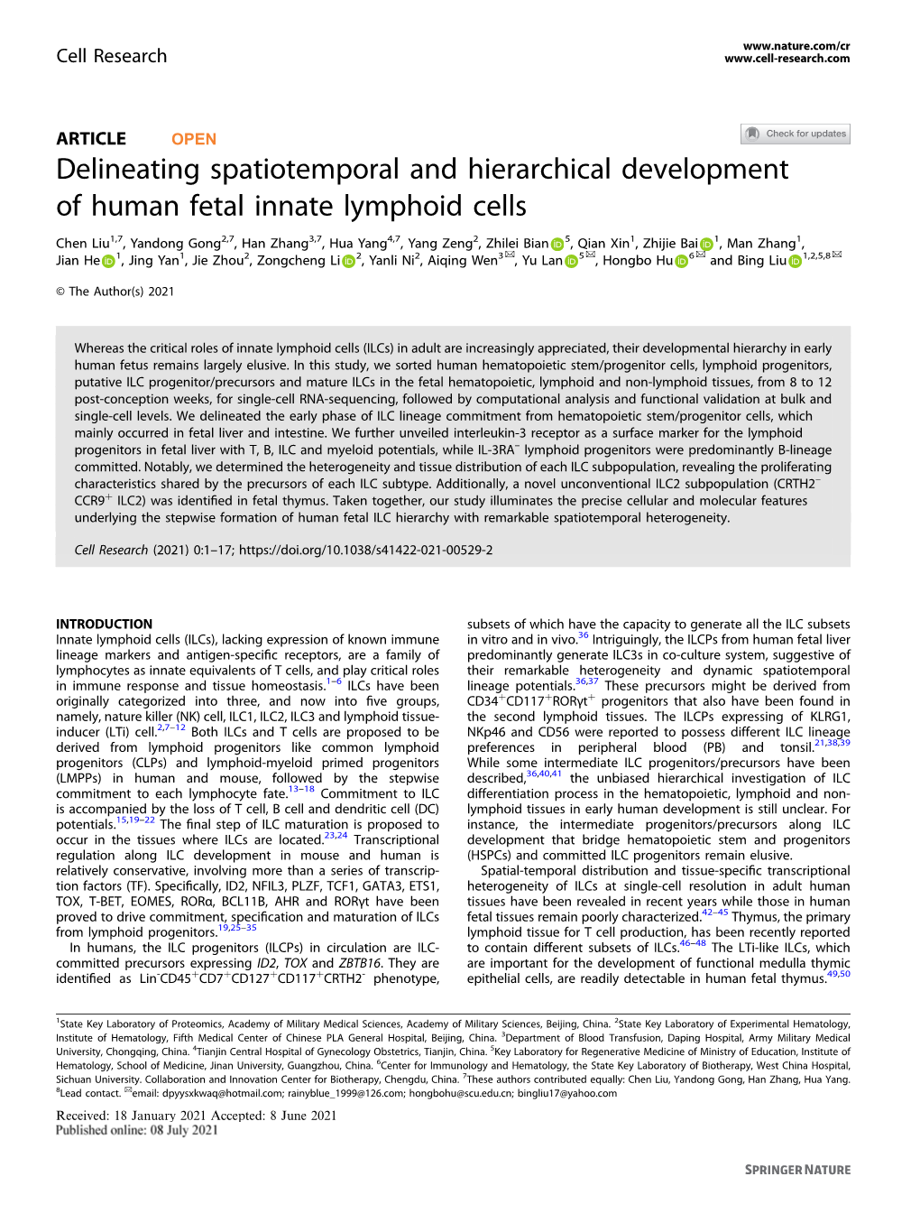 Delineating Spatiotemporal and Hierarchical Development of Human Fetal Innate Lymphoid Cells