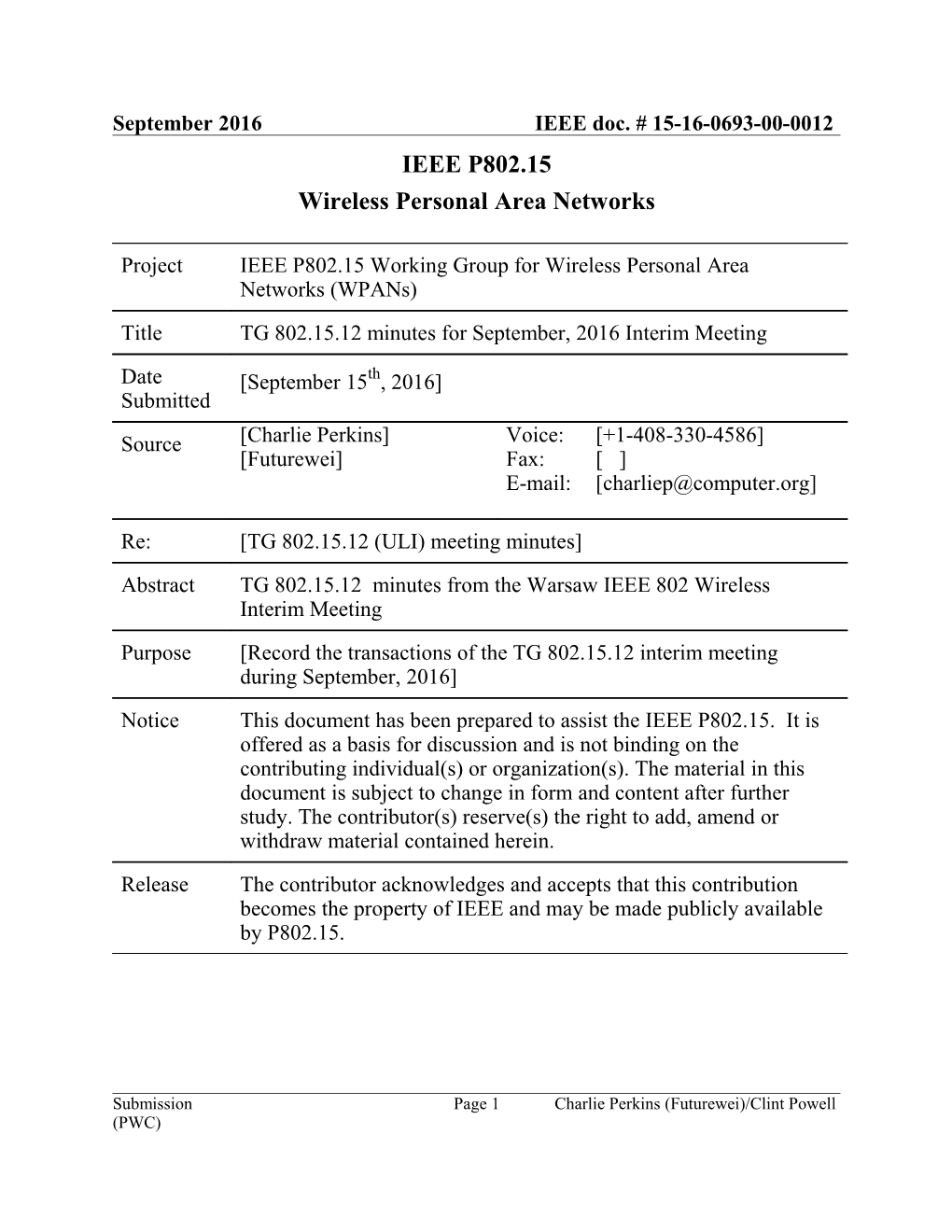 Wireless Personal Area Networks s12