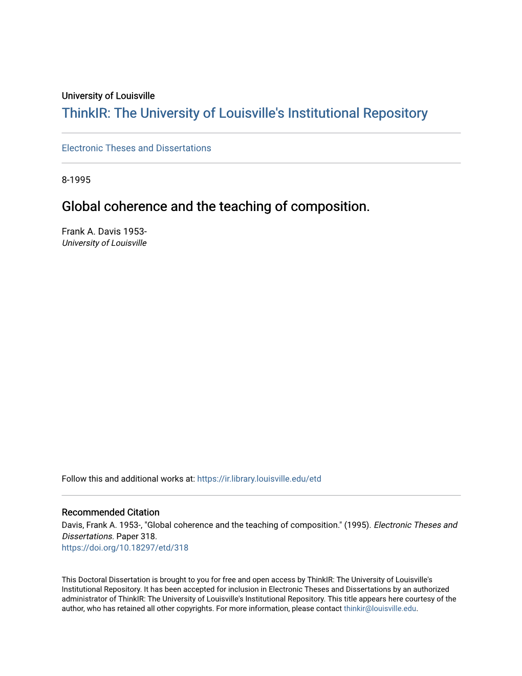 Global Coherence and the Teaching of Composition