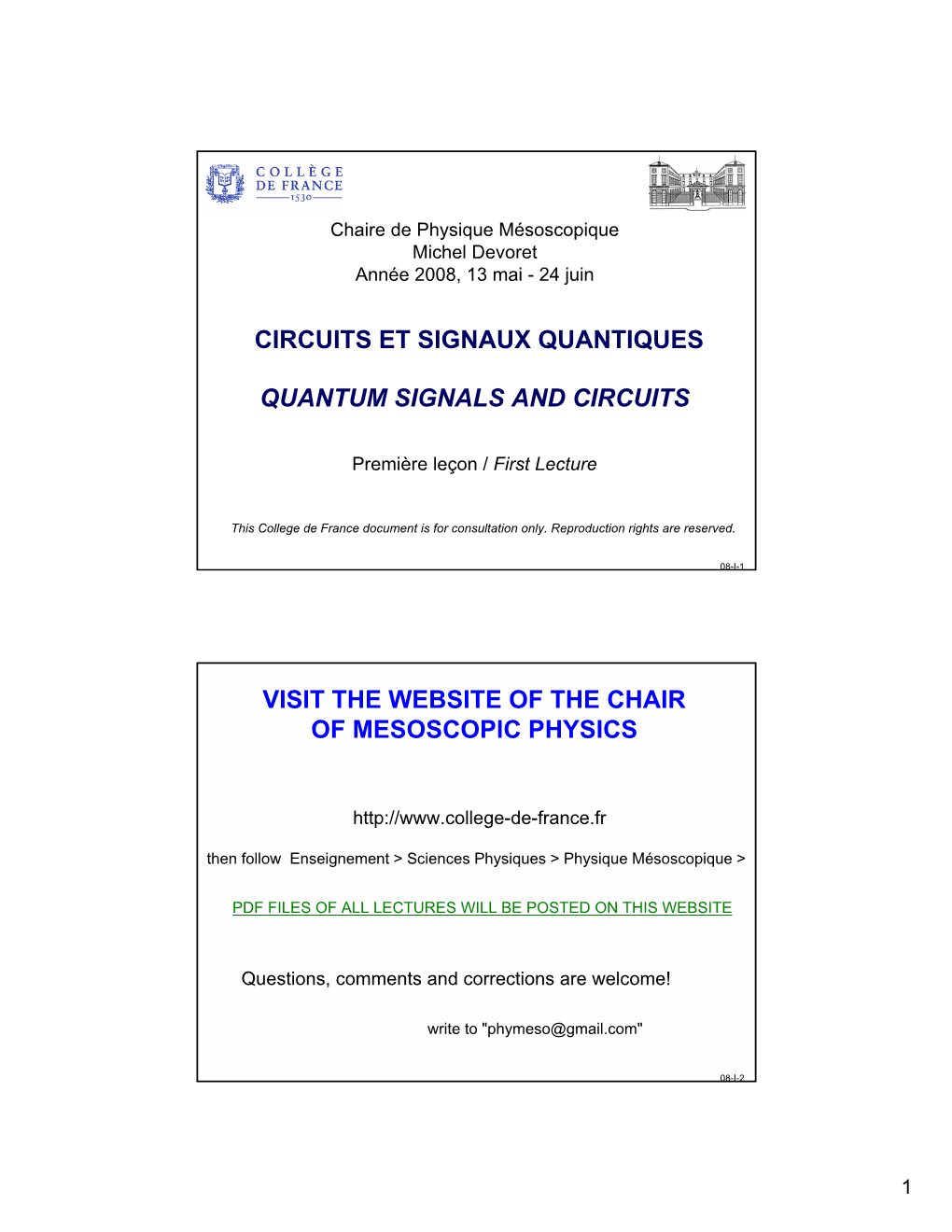 Circuits Et Signaux Quantiques Quantum