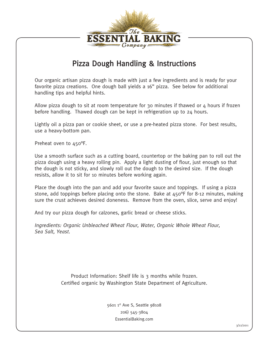 Pizza Dough Handling & Instructions