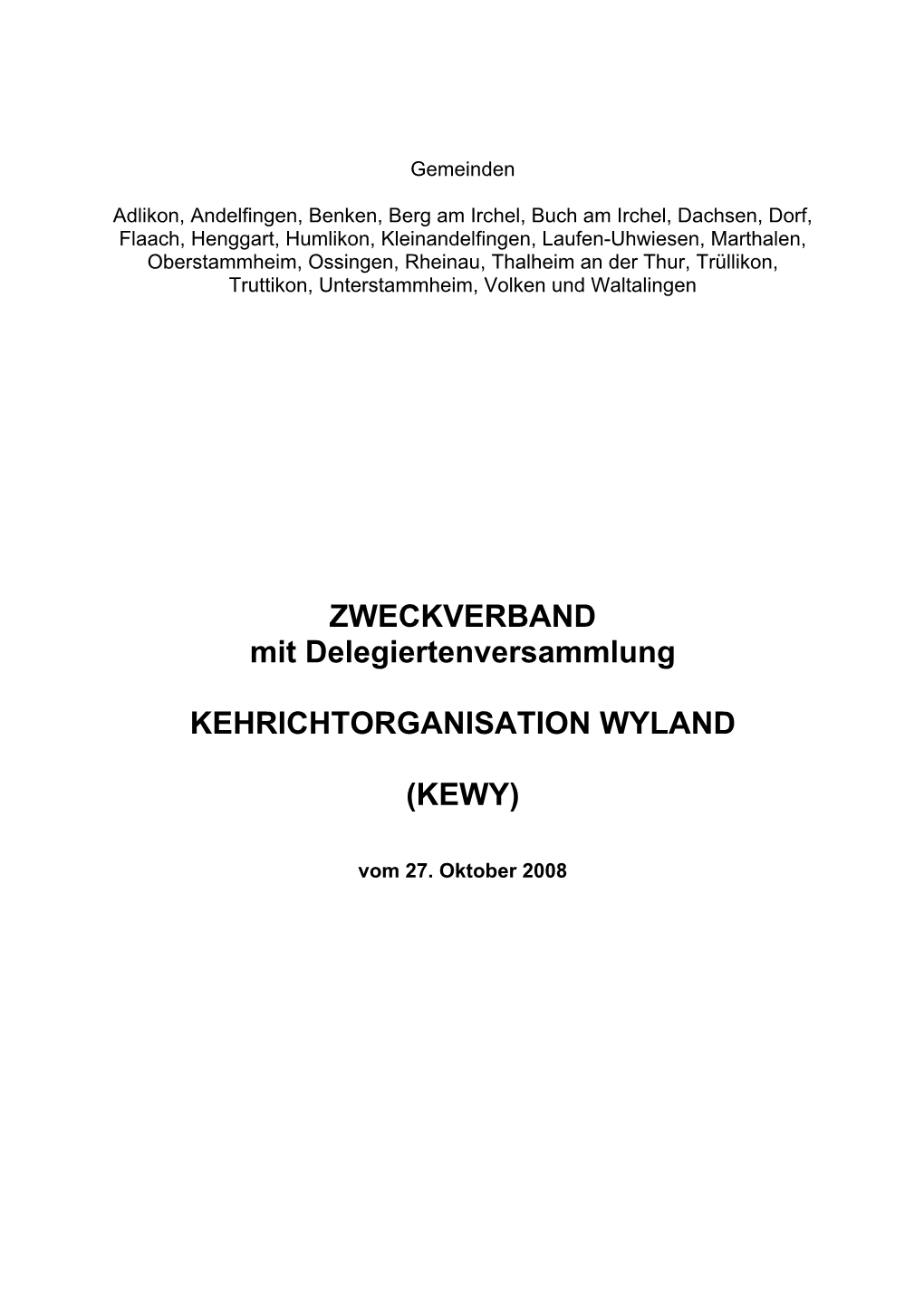 Zweckverbandsvertrag KEWY