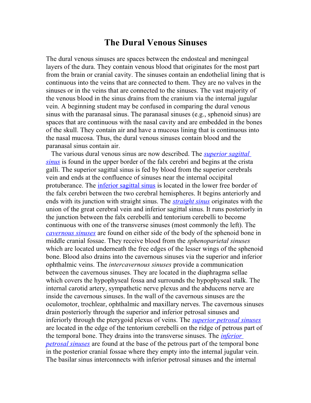 The Dural Venous Sinuses