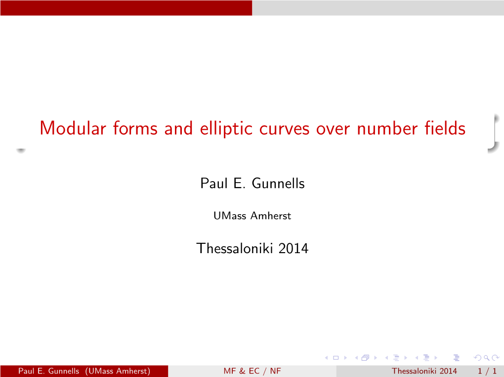 Modular Forms and Elliptic Curves Over Number Fields