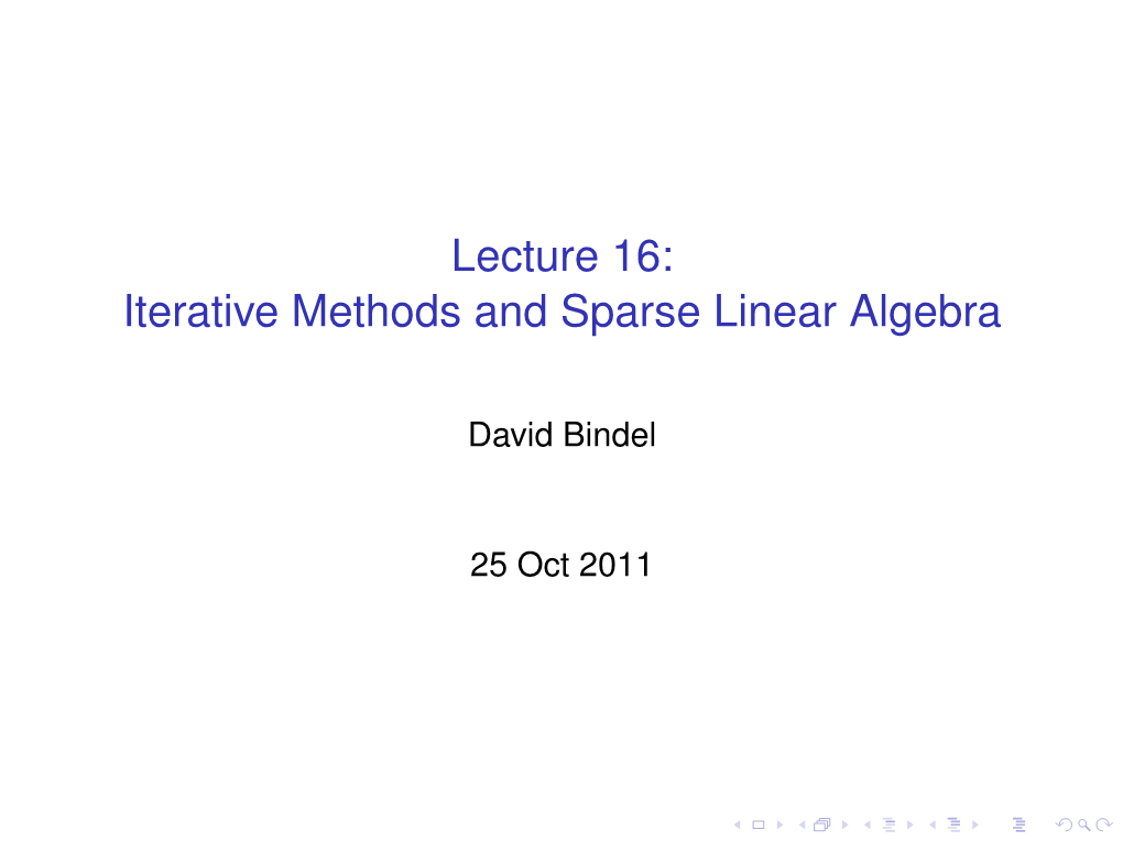 Iterative Methods and Sparse Linear Algebra