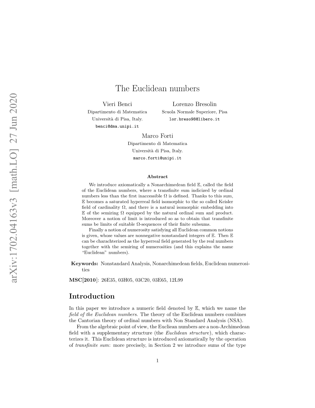 Arxiv:1702.04163V3 [Math.LO]