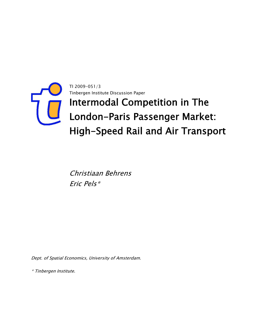 Intermodal Competition in the London-Paris Passenger Market