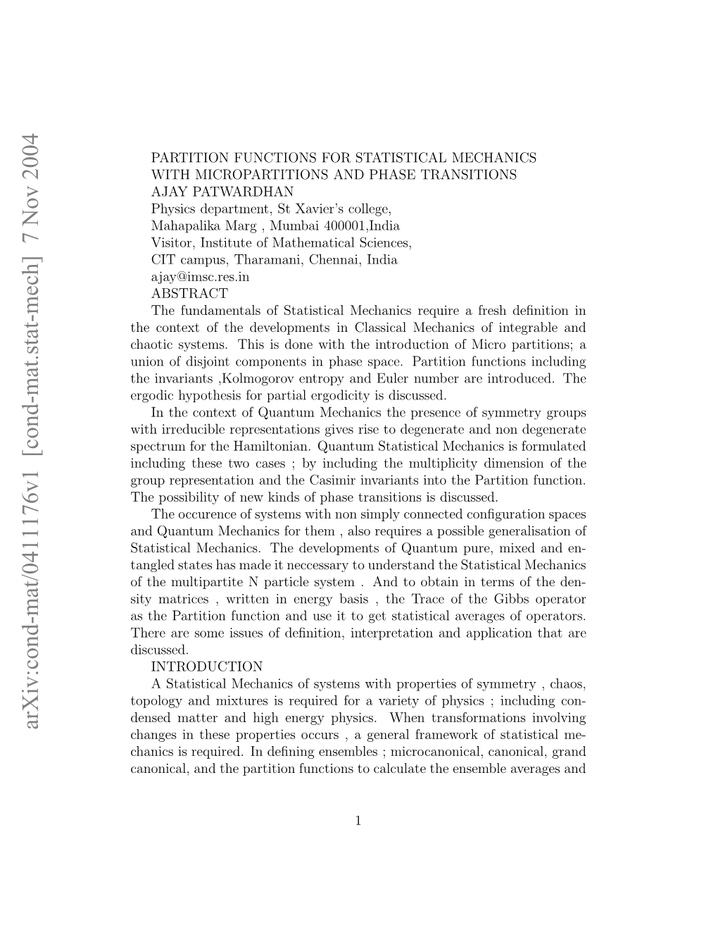 Arxiv:Cond-Mat/0411176V1