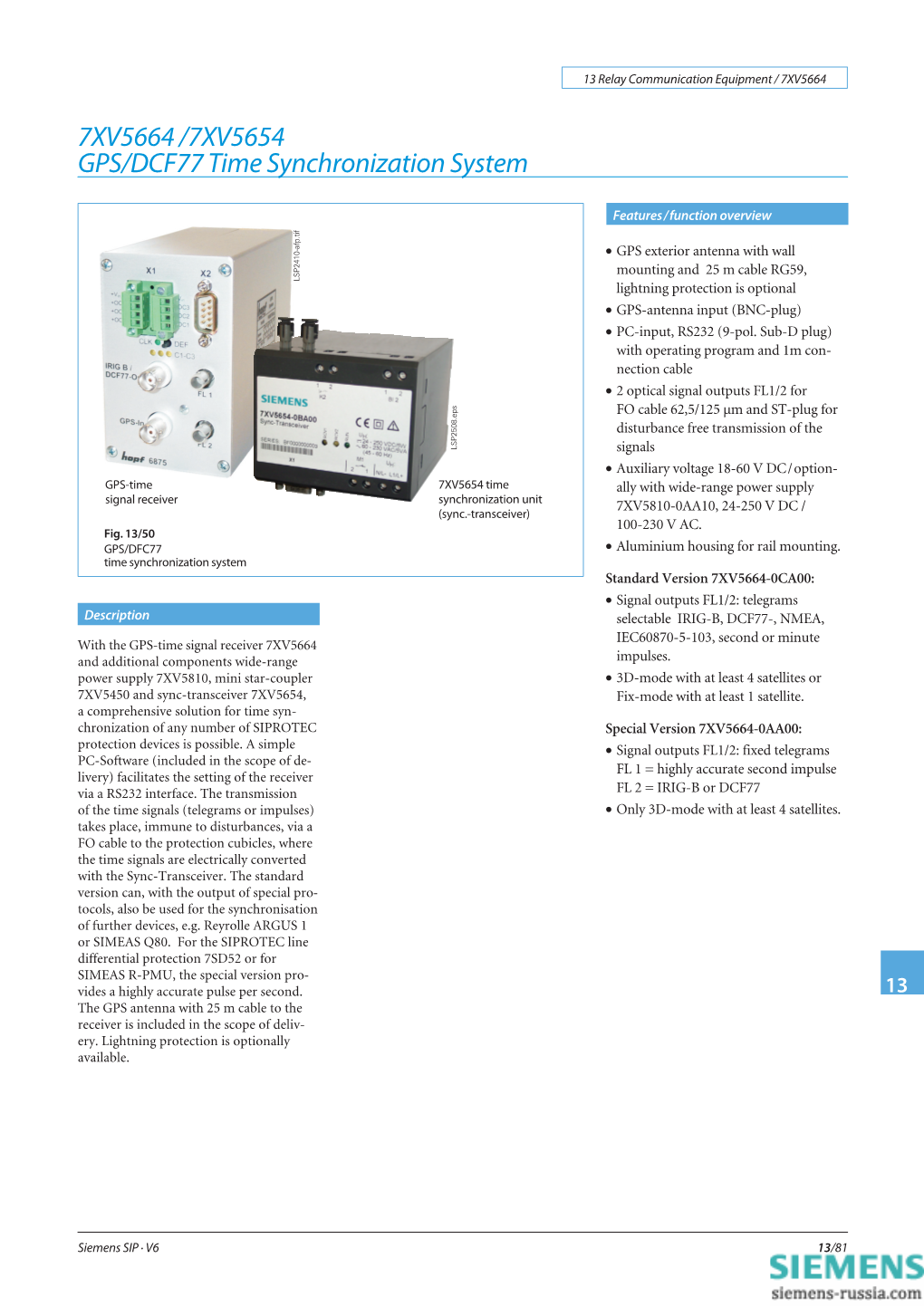 7XV5664 /7XV5654 GPS/DCF77 Time Synchronization System