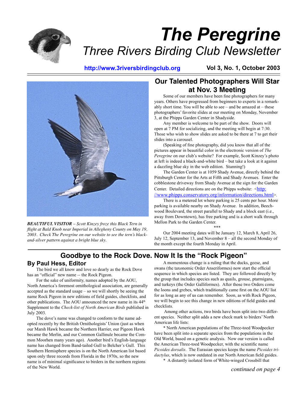 The Peregrine Three Rivers Birding Club Newsletter