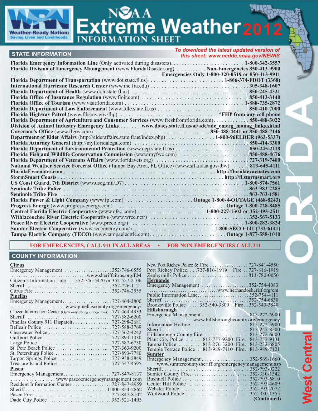 Extreme Weather Information Sheet Printout