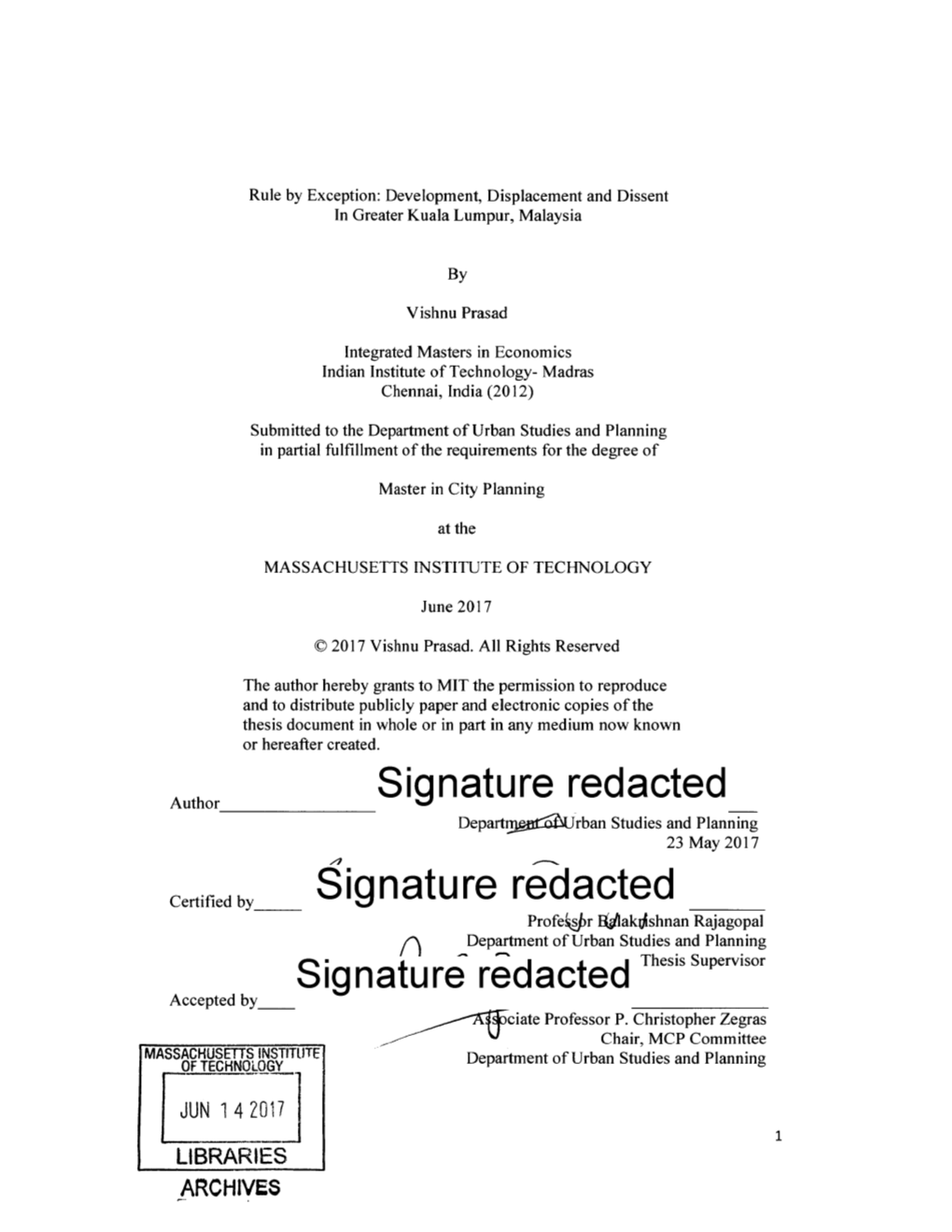 Accepted by Signature Redacted Thesis Supervisor