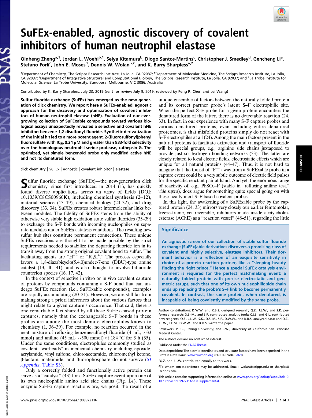 Sufex-Enabled, Agnostic Discovery of Covalent Inhibitors of Human Neutrophil Elastase