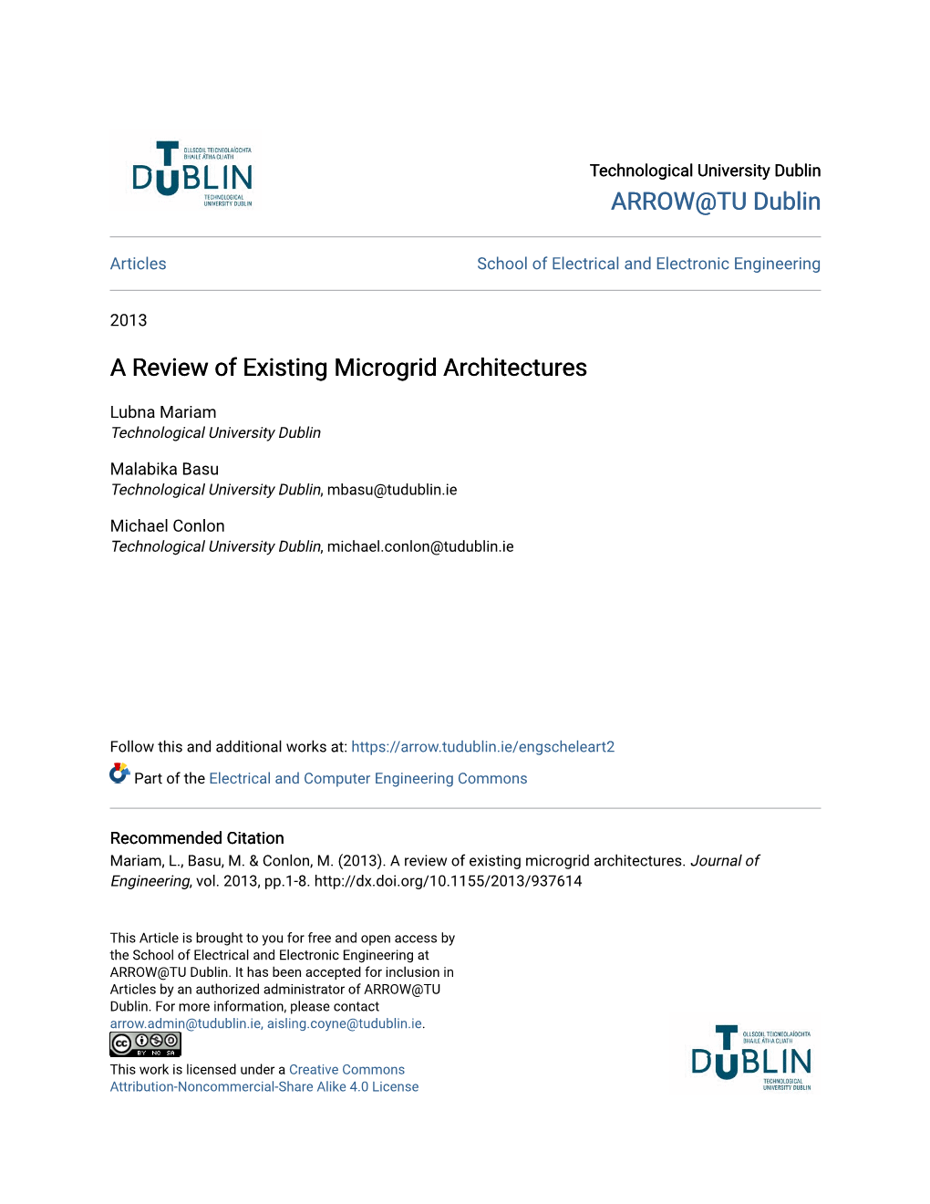 A Review of Existing Microgrid Architectures