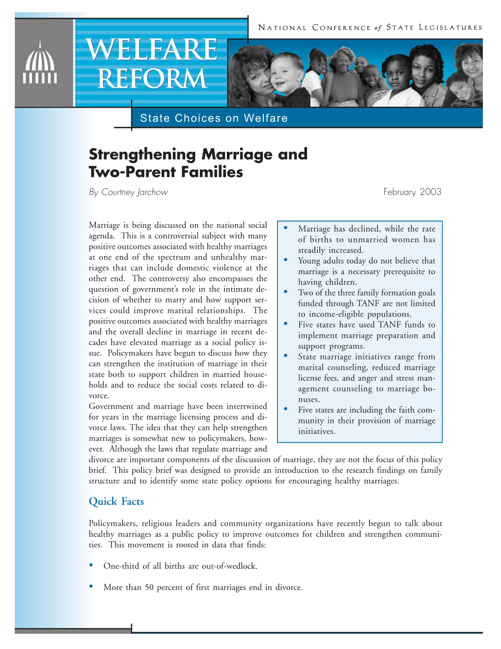 Strengthening Marriage and Two Parent Families