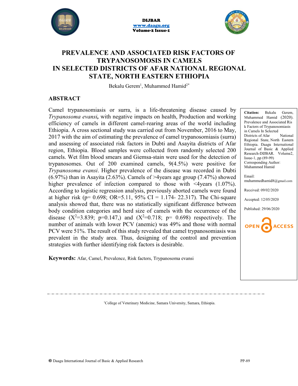 Prevalence and Associated Risk Factors Of