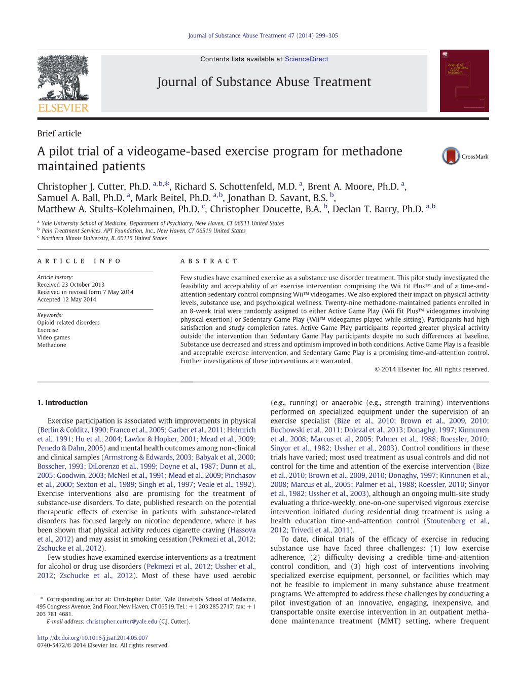 A Pilot Trial of a Videogame-Based Exercise Program for Methadone Maintained Patients