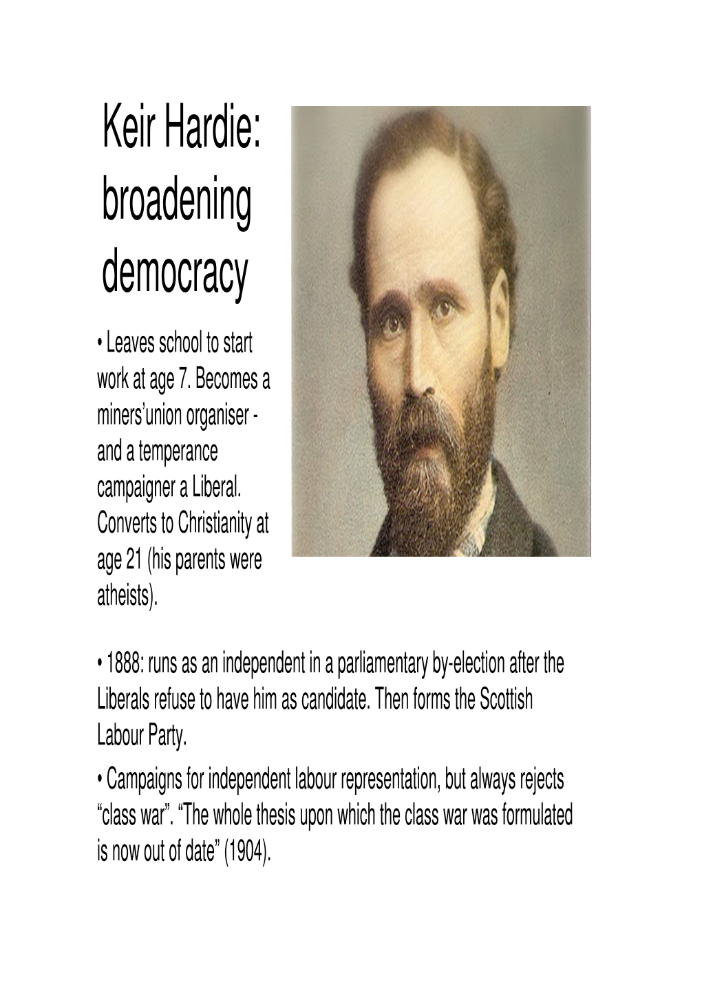 Keir Hardie: Broadening Democracy • Leaves School to Start Work at Age 7