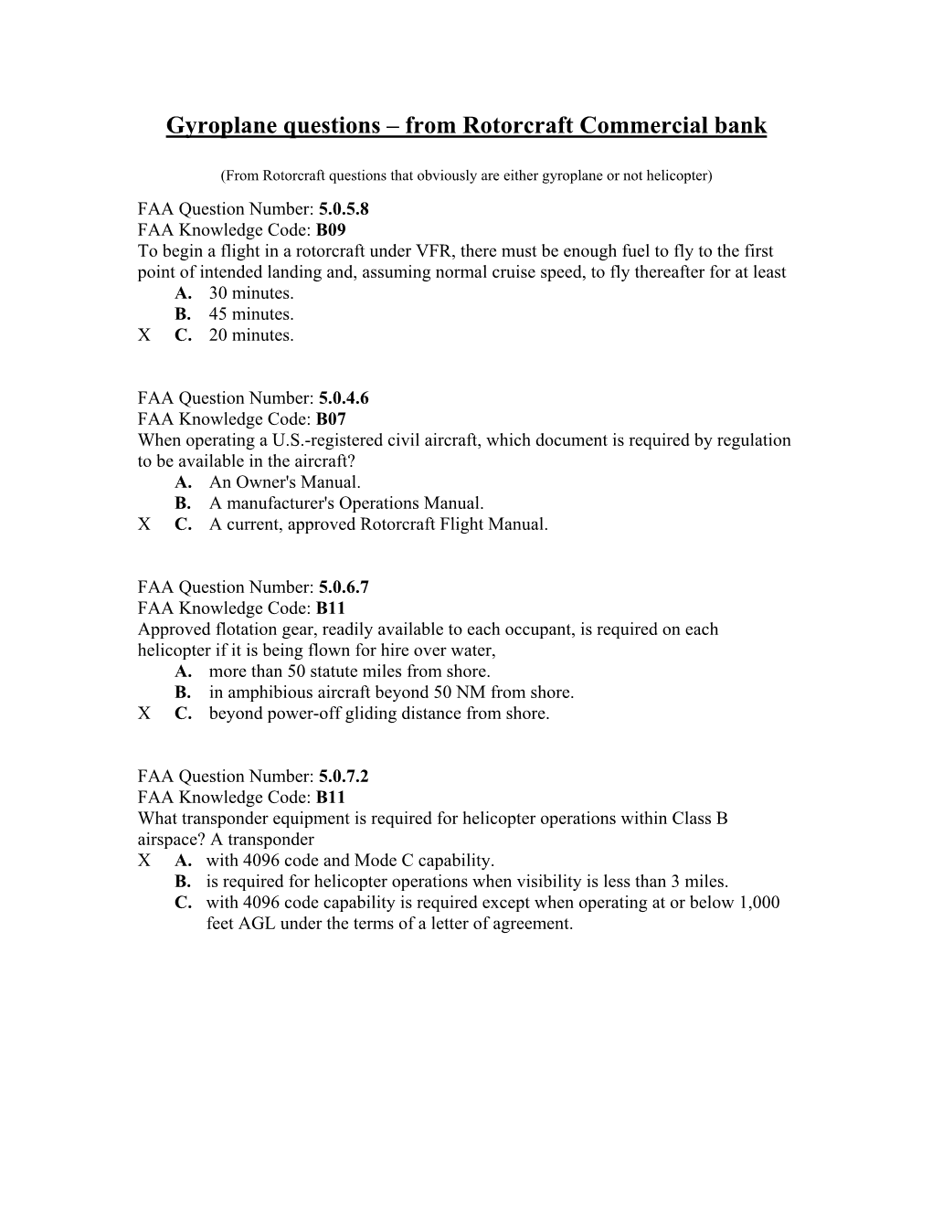 Gyroplane Questions – from Rotorcraft Commercial Bank