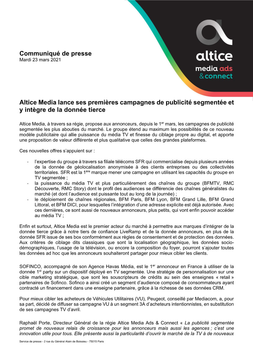 24.03.2021 Altice Media Lance Ses Premières Campagnes De Publicité