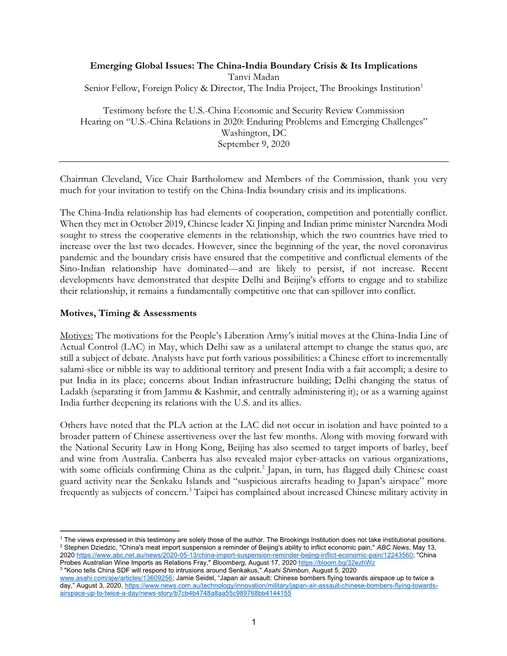 The China-India Boundary Crisis & Its Implications