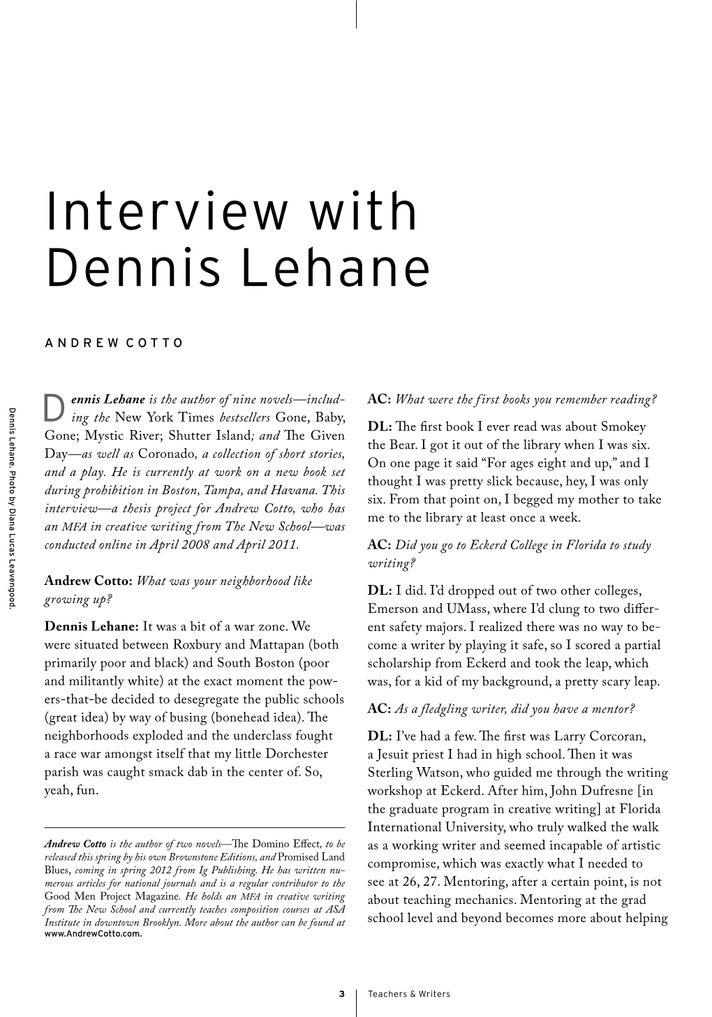 Interview with Dennis Lehane