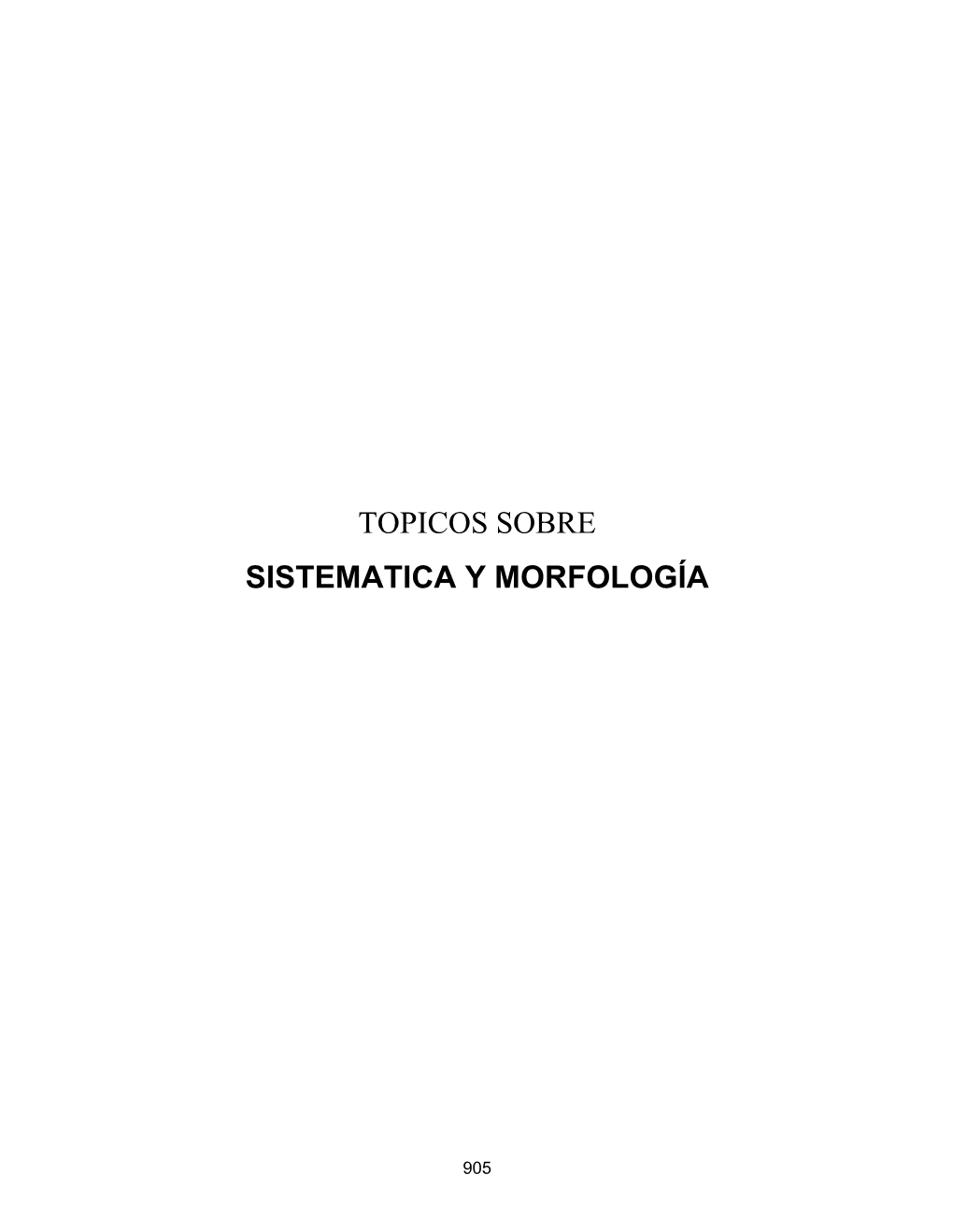 Topicos Sobre Sistematica Y Morfología