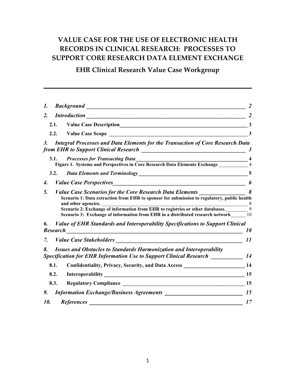 Clinical Research Core Research Elements Value Case