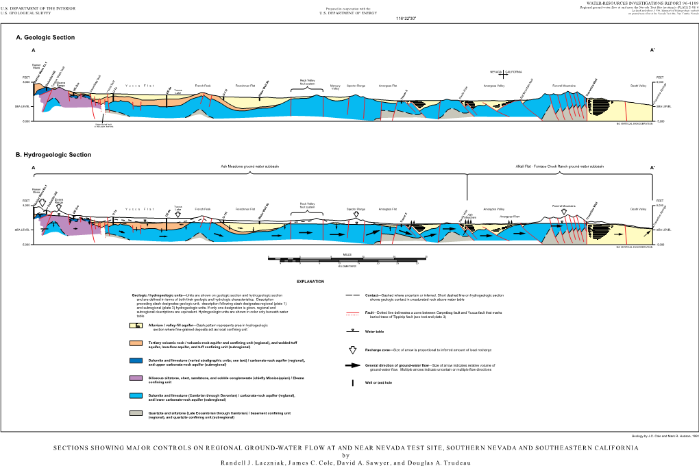 A. Geologic Section B. Hydrogeologic Section SECTIONS SHOWING