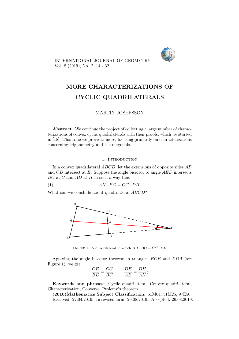 Characterizations of Cyclic Quadrilaterals