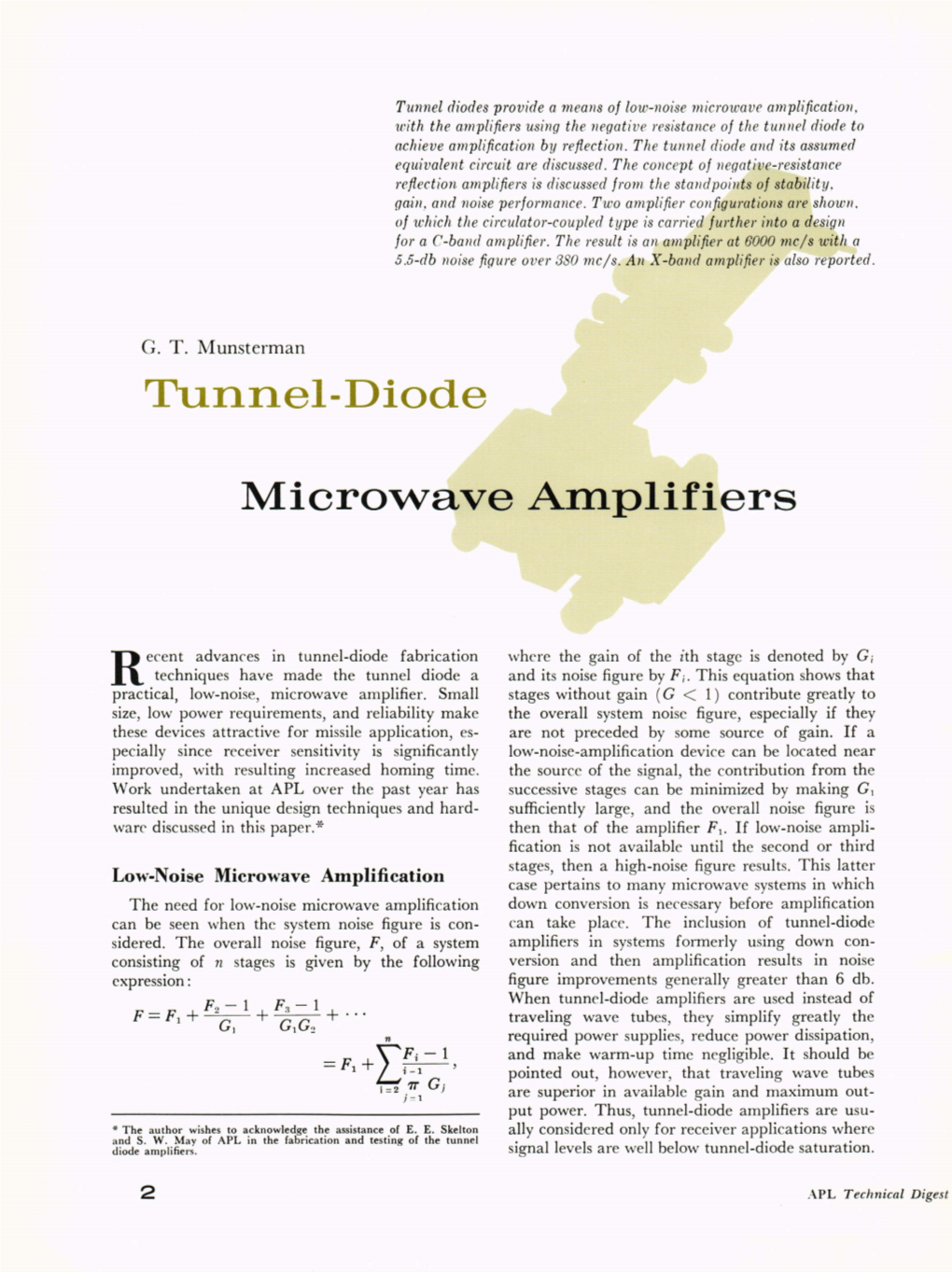 Tunnel-Diode Microwave Amplifiers