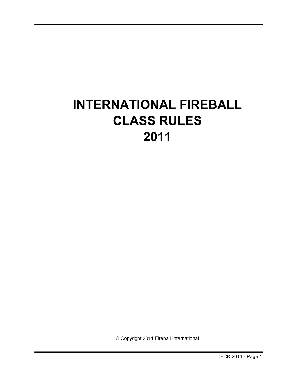 International Fireball Class Rules 2011