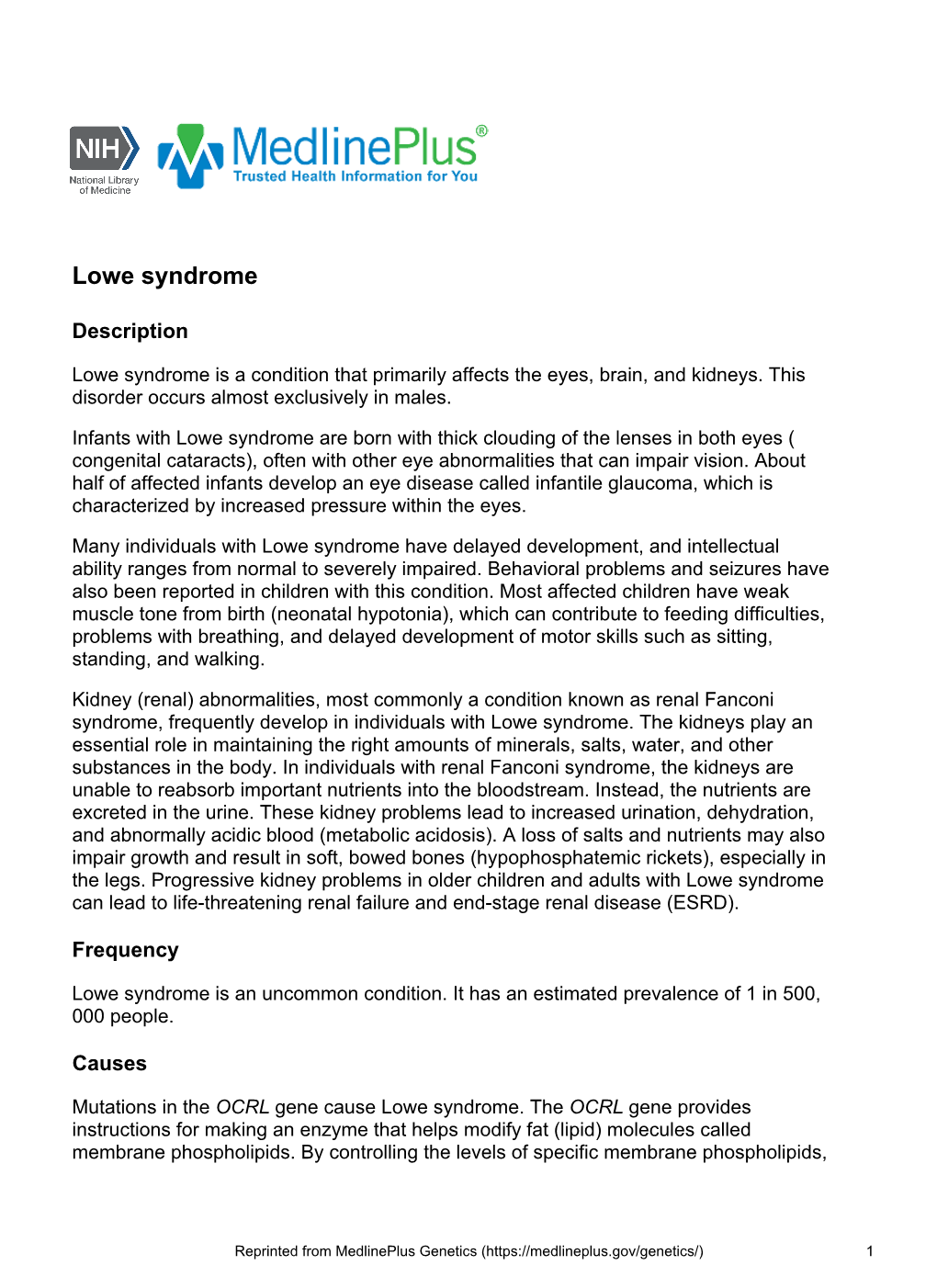 Lowe Syndrome