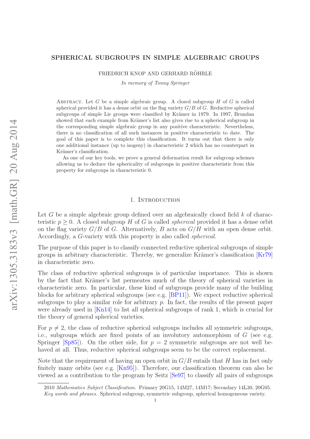 Arxiv:1305.3183V3 [Math.GR] 20 Aug 2014 Ntl Ayobt Seeg [ E.G