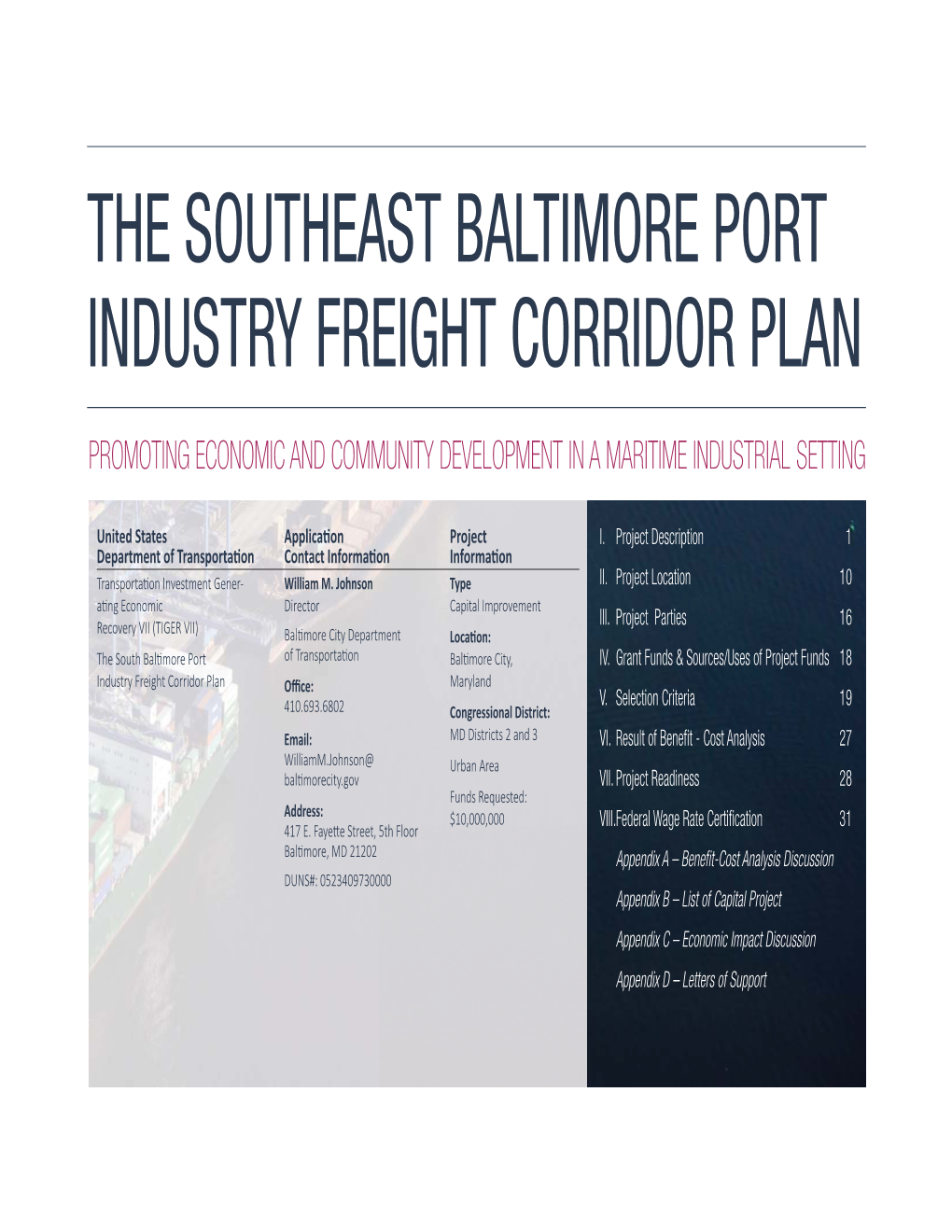 The Southeast Baltimore Port Industry Freight Corridor Plan