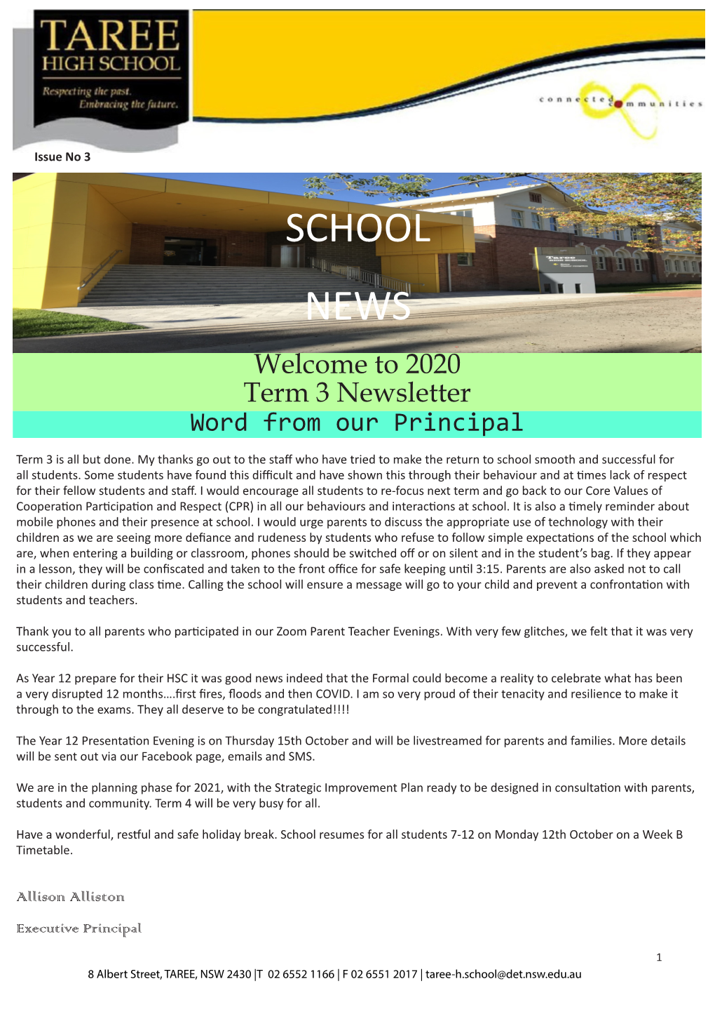 Term 3 Newsletter Word from Our Principal