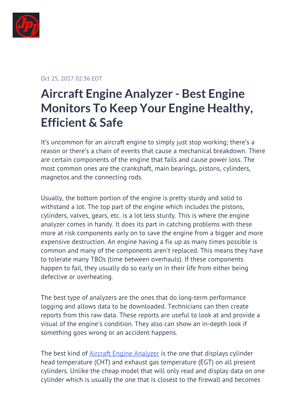 Aircraft Engine Analyzer - Best Engine Monitors to Keep Your Engine Healthy, Efficient & Safe