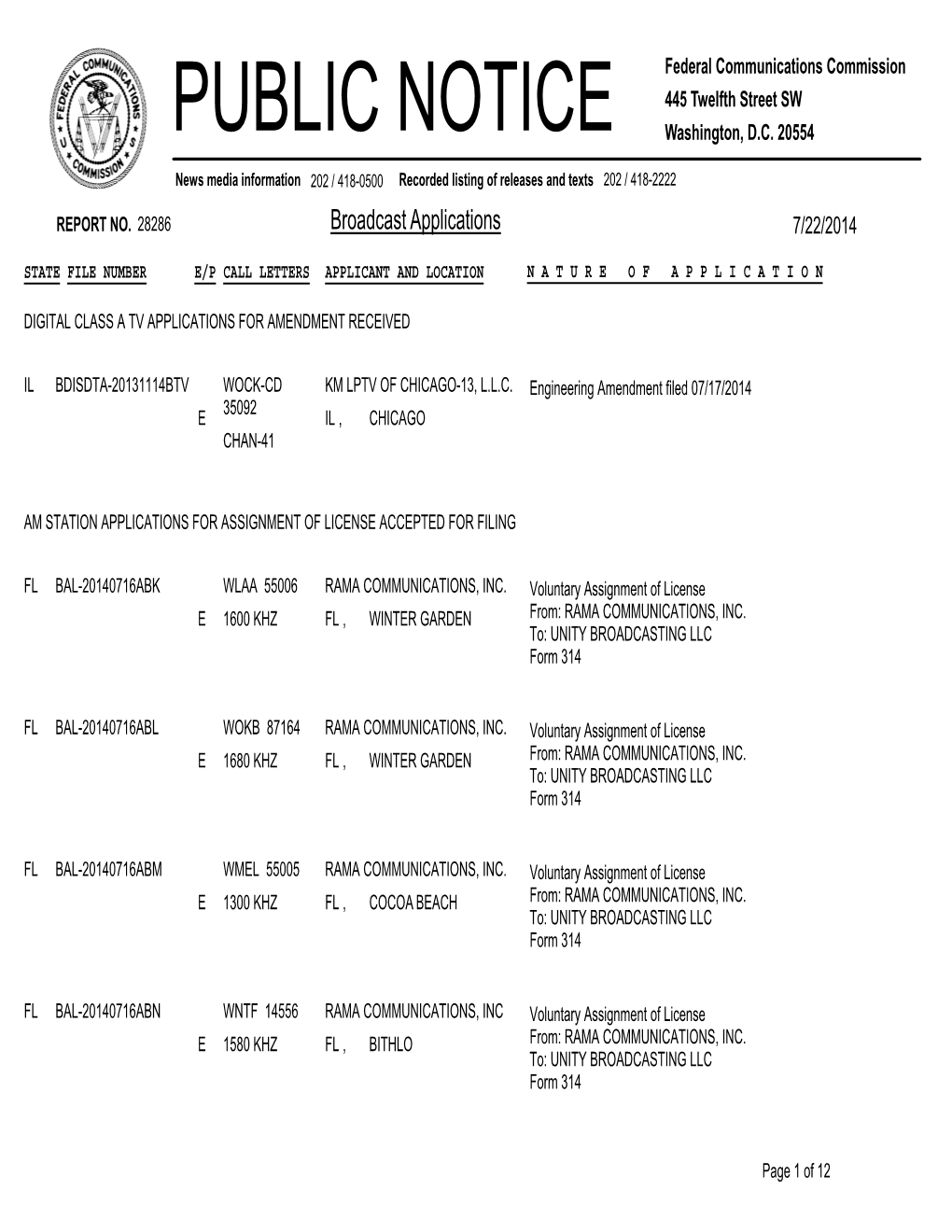 Broadcast Applications 7/22/2014