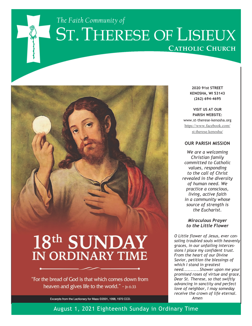 St. Therese Parish Bulletin August 1, 2021