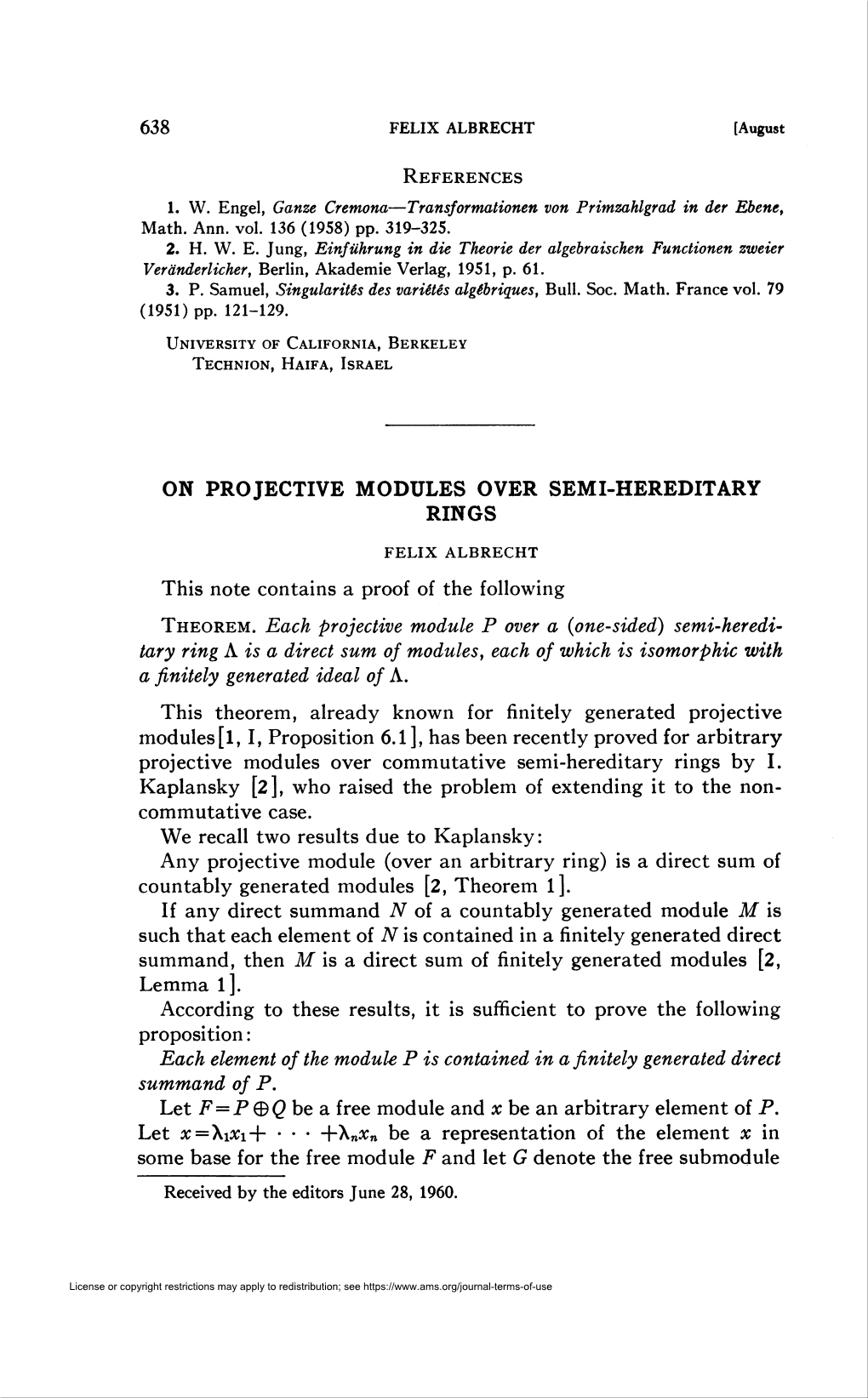 On Projective Modules Over Semi-Hereditary Rings