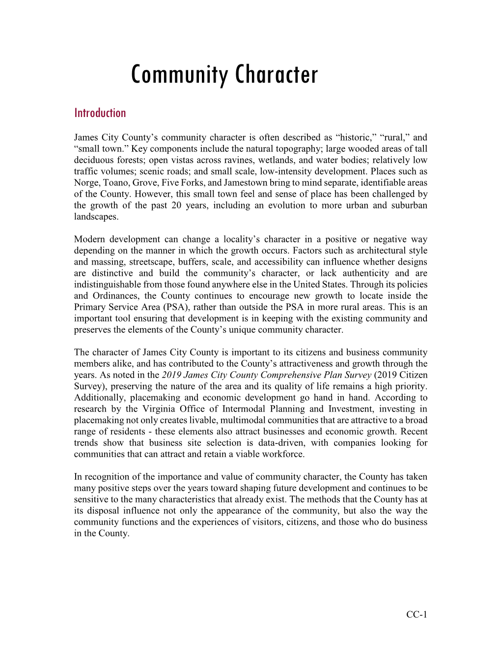 Community Character Technical Report