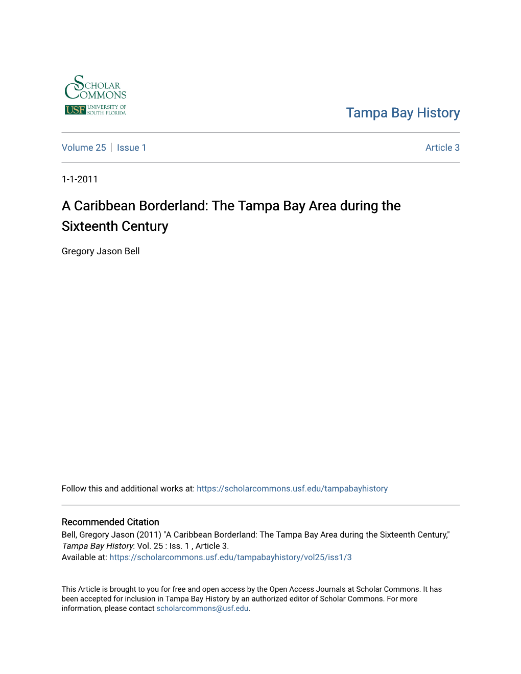 The Tampa Bay Area During the Sixteenth Century