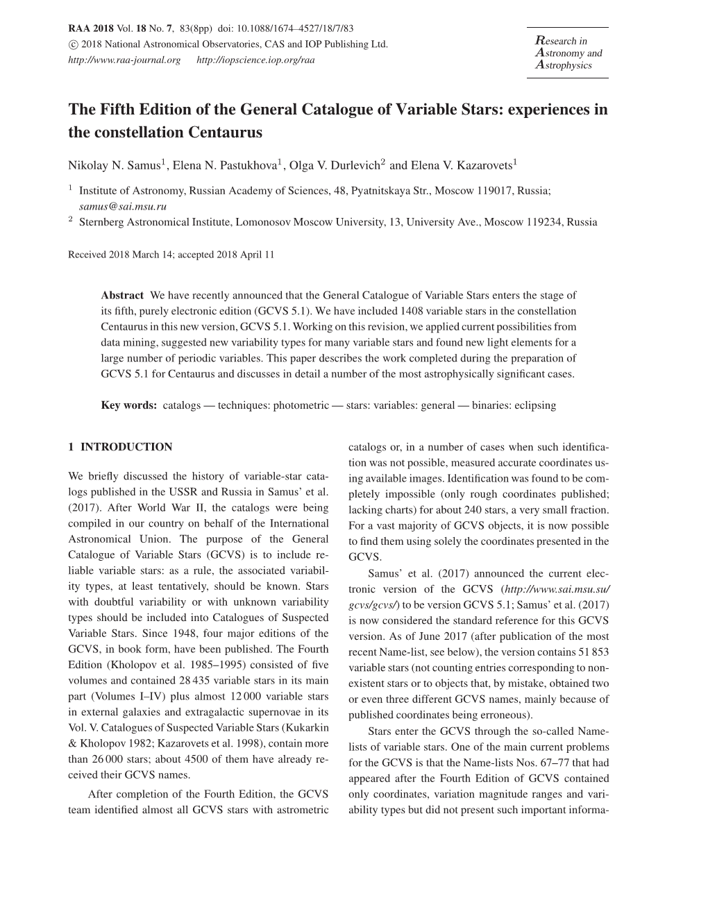 The Fifth Edition of the General Catalogue of Variable Stars: Experiences in the Constellation Centaurus