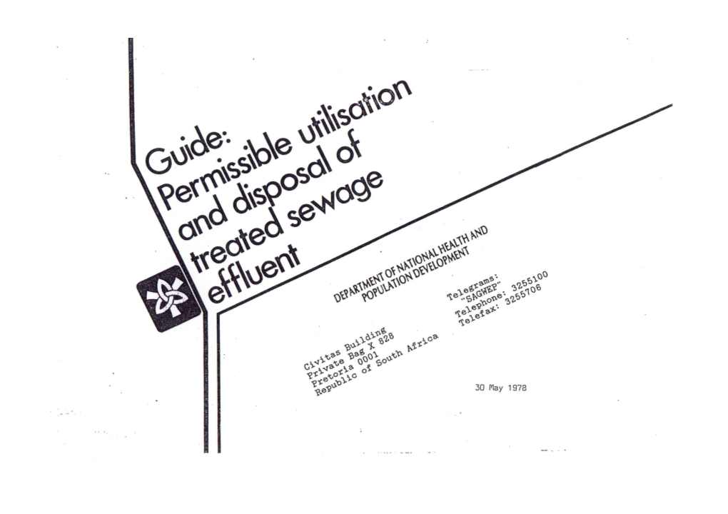 Guide: Permissible Utilisation and Disposal of Treated Sewage Effluent