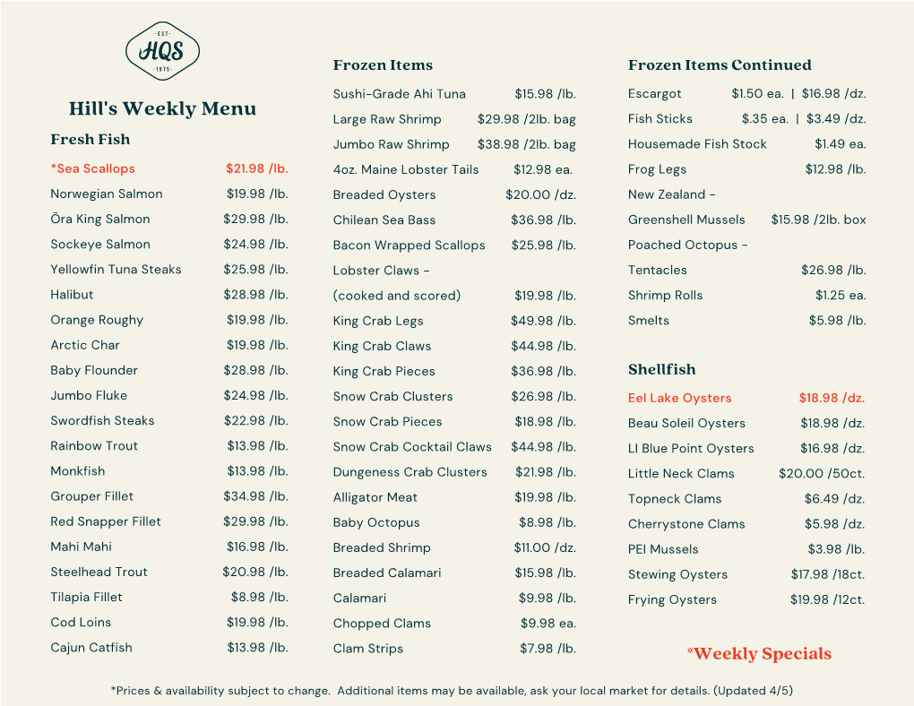 Weekly Menu 4.5.21