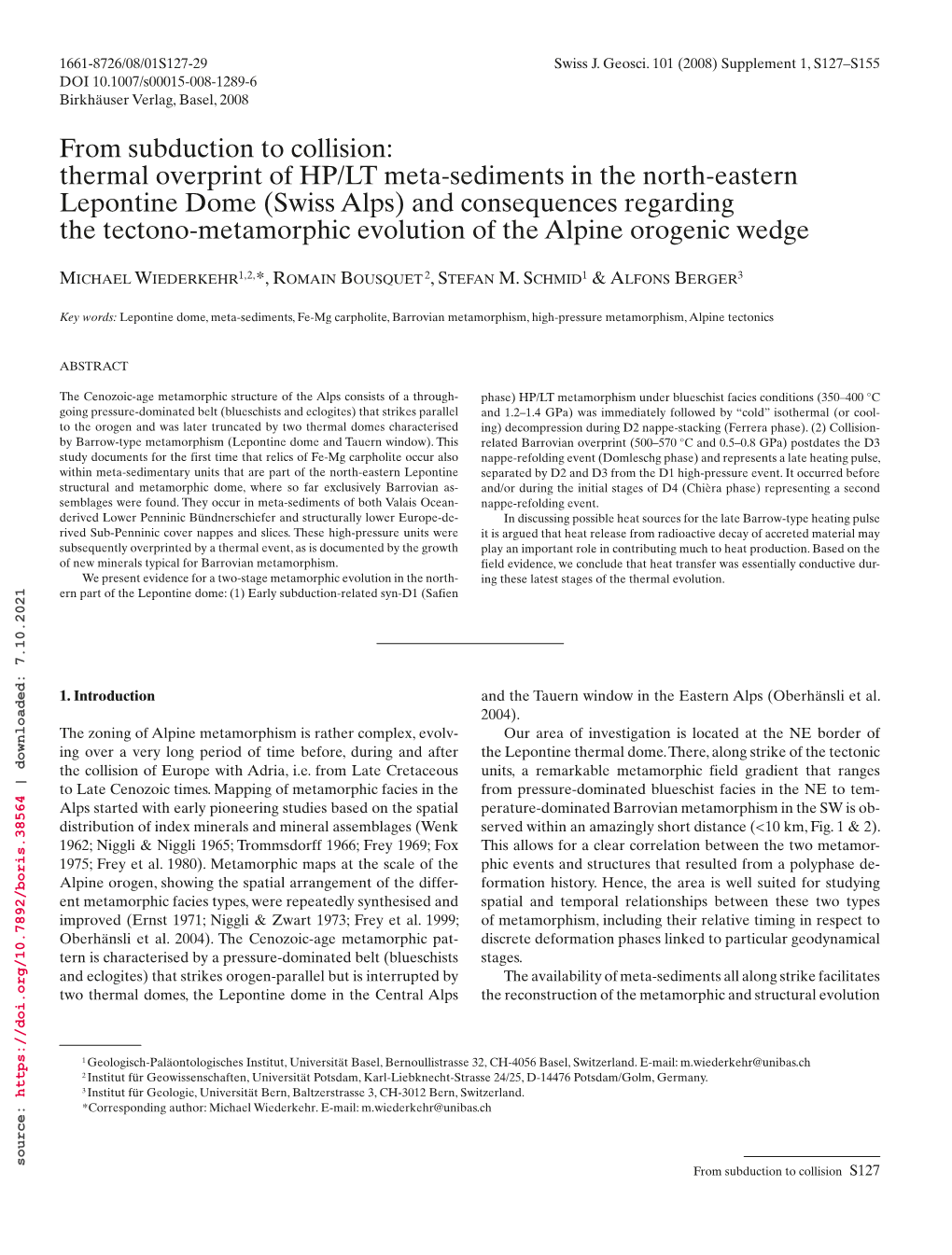 From Subduction to Collision S129