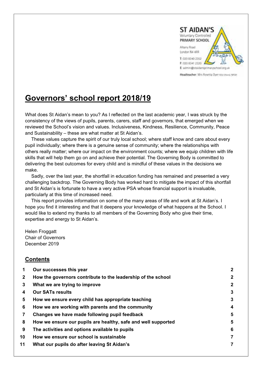 Governor Report 2018-19